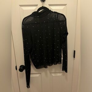 Women's Rhinestone Mesh Mock
Turtleneck Top - Wild Fable
Black XXL